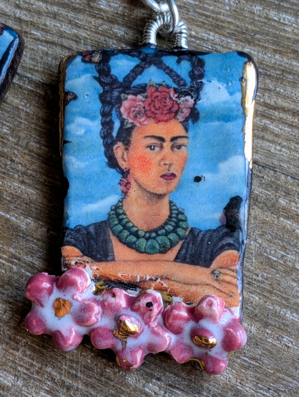 Rare Frida Khalo Earrings Artisan Ceramic Jewelry Sterling Silver - Picture 14 of 15